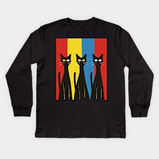 Mid-Century Modern CAT Shelves Kids Long Sleeve T-Shirt